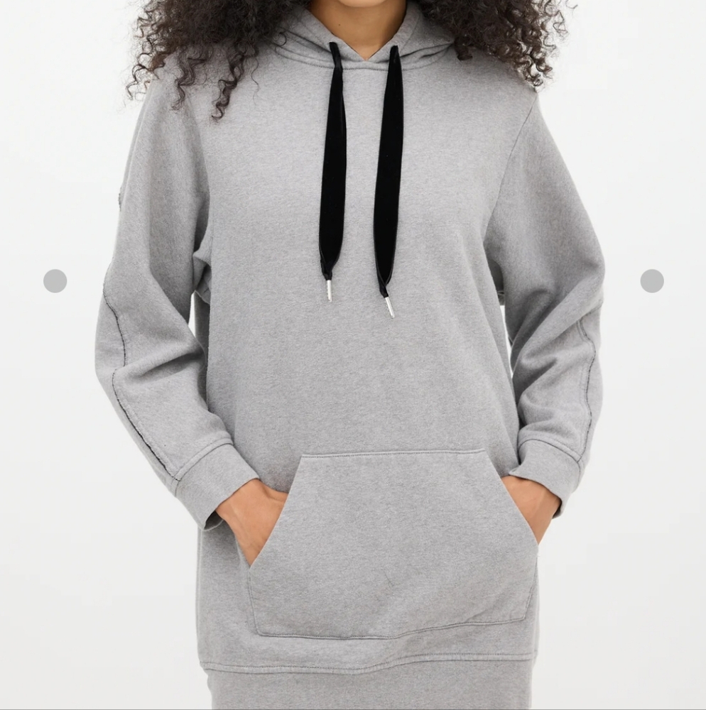 T by Alexander Wang Grey & Black Fleece Lined Hoodie Small